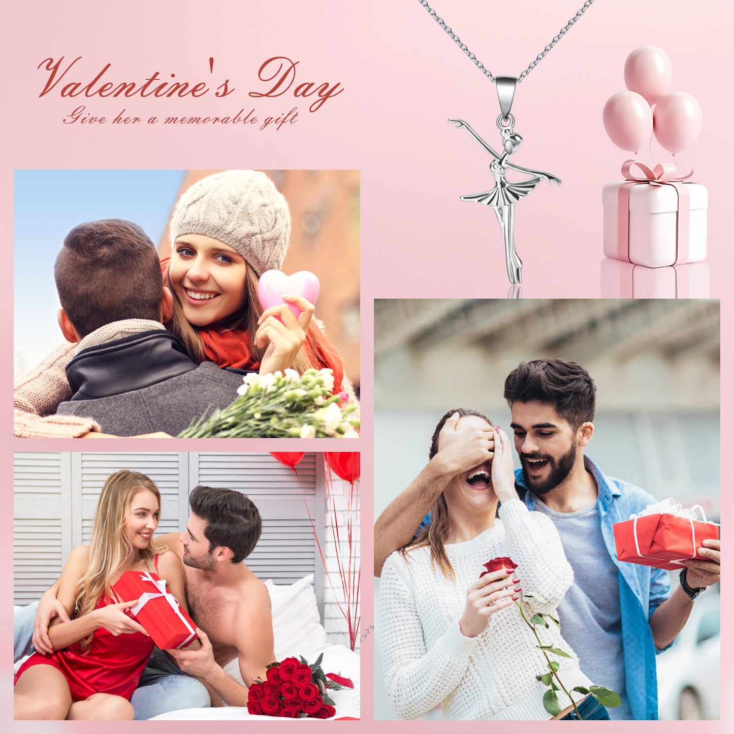 Pulgati Women’s Ballerina Necklace in Gold Plated 925 Sterling Silver. Elegant Jewelry with a Touch of Magic, Whimsy and Love for the Women and Girls in Your Life.