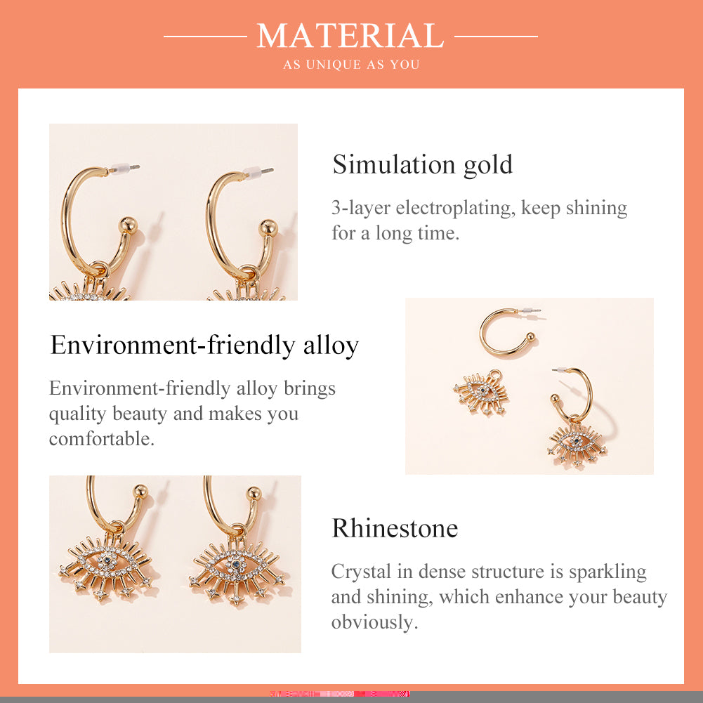 Karina's Bling Devil's Eye Earrings Fashionable Abstract Eye Crystal Rhinestone Exaggerate Jewelry.