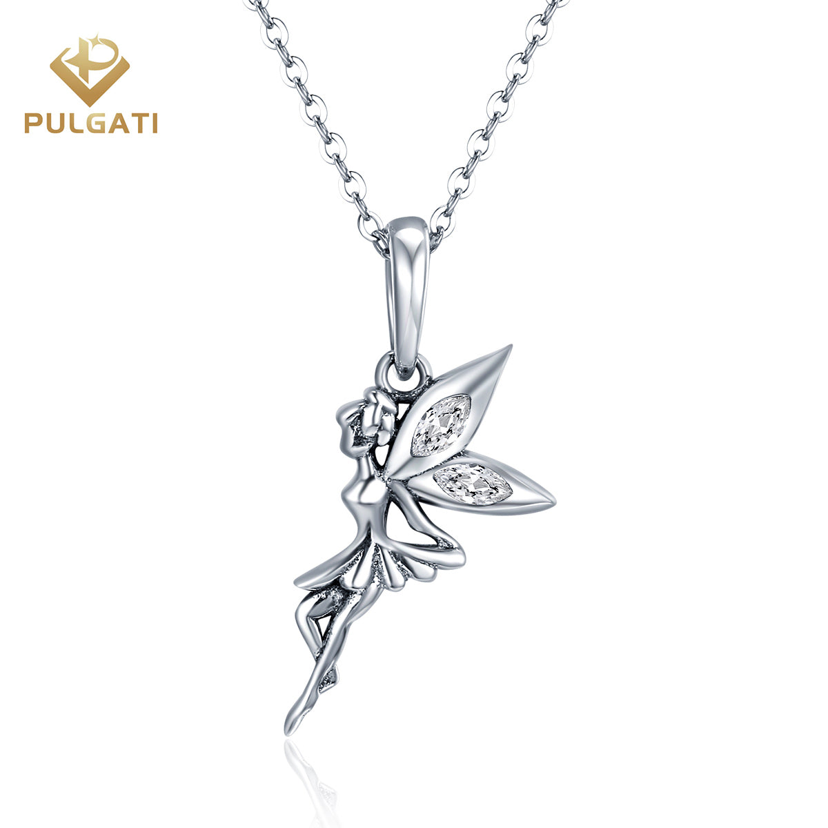 Pulgati Fairy Necklace in Gold Plated 925 Sterling Silver with Cubic Zirconia (CZ) Gemstones