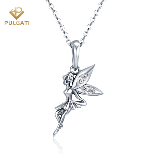 Pulgati Fairy Necklace in Gold Plated 925 Sterling Silver with Cubic Zirconia (CZ) Gemstones