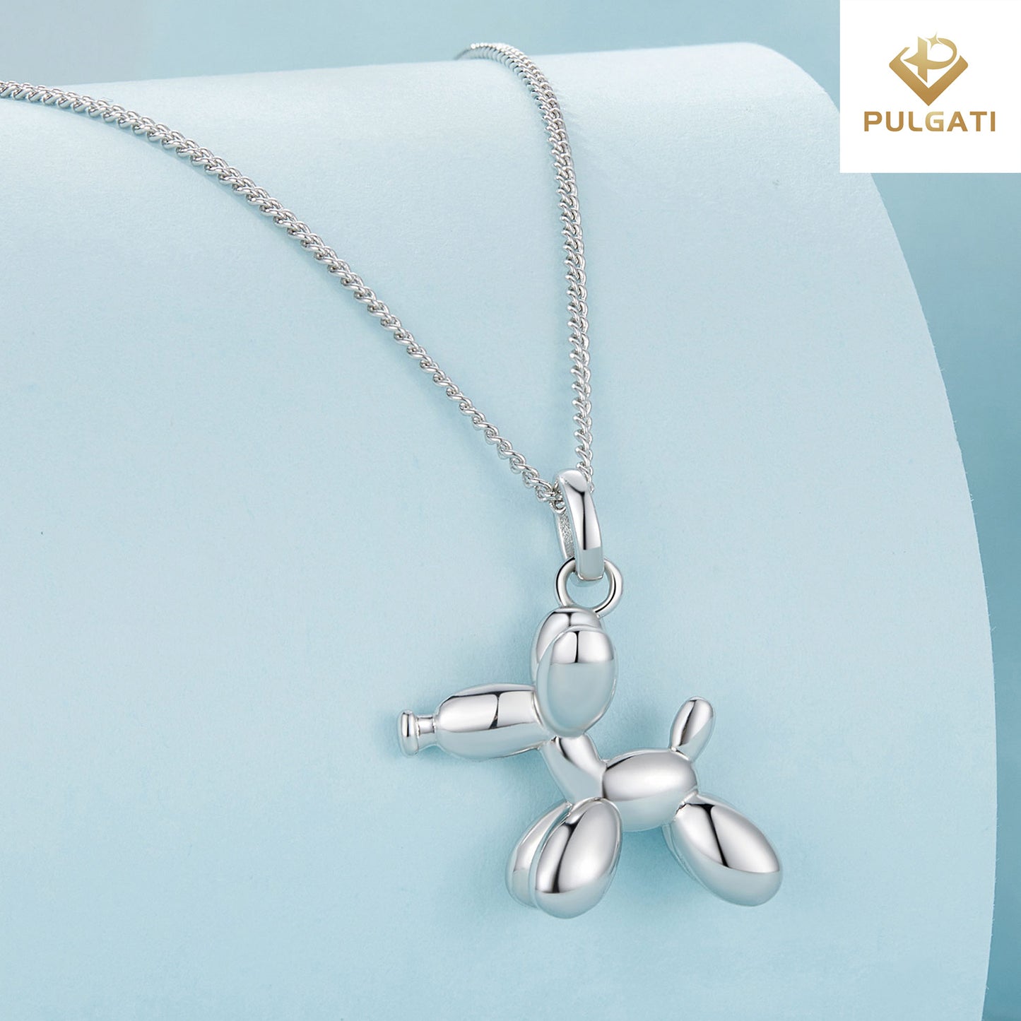 Pulgati Balloon Dog Necklace in Gold Plated 925 Sterling Silver Cute Gift for Women Girls.
