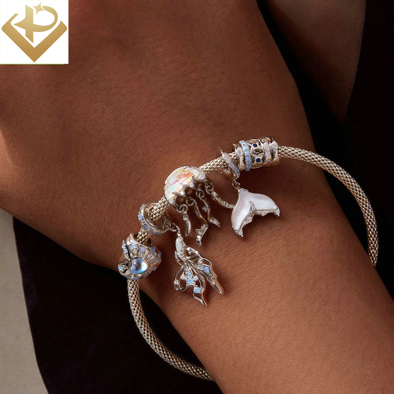 Pulgati 925 sterling silver beading bracelet necklace pendant DIY charm