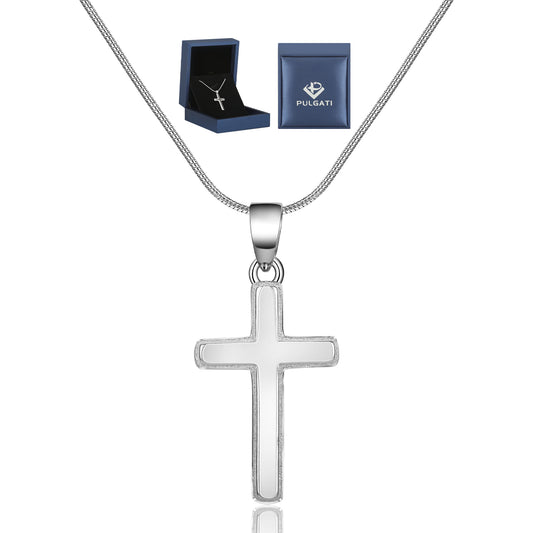 Pulgati Classic Silver Cross Necklace in Gold Plated 925 Sterling Silver. Elegant Gift of Faith and Love for the Women and Girls in Your Life.