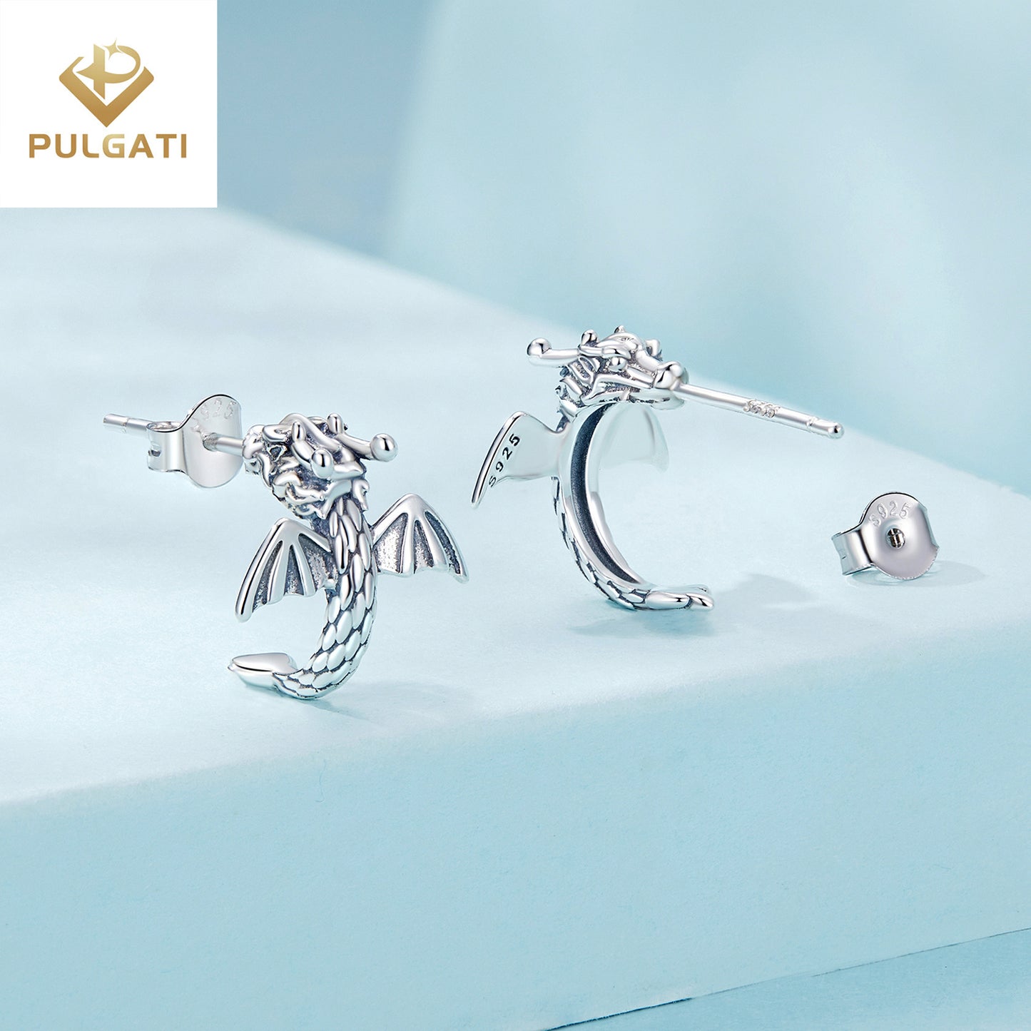 Pulgati Dragon Earrings in Gold Plated 925 Sterling Silver Gifts for Women Men.
