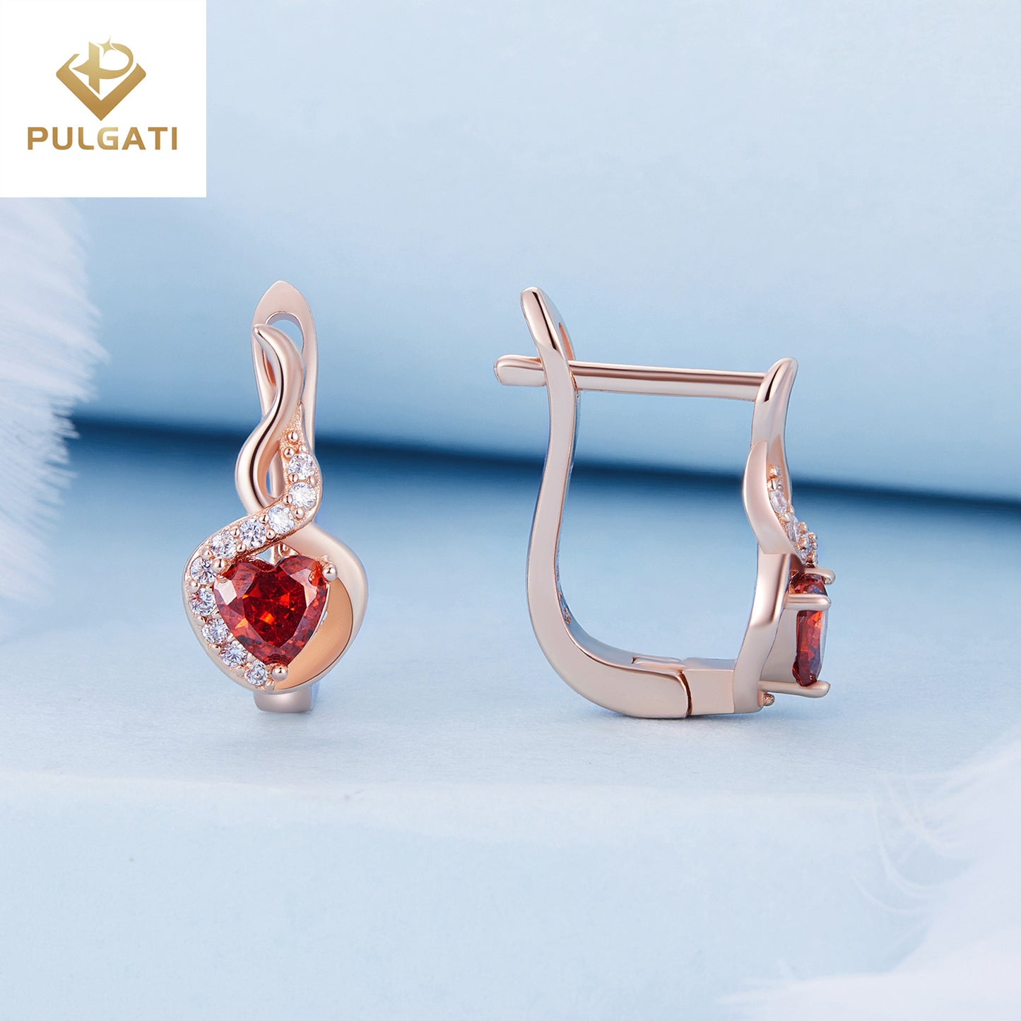 Pulgati Love and Bond Ear Clips in Rose Gold Plated 925 Sterling Silver with Heart-cut CZ.