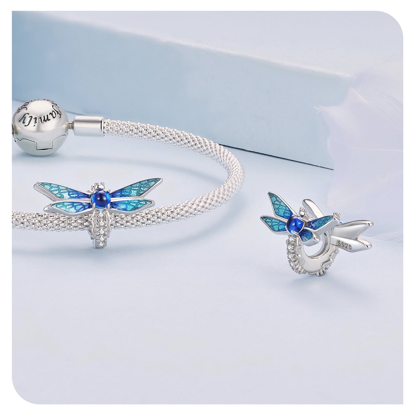 Pulgati 925 sterling silver bead DIY bracelet necklace pendant bauble trinket dragonfly