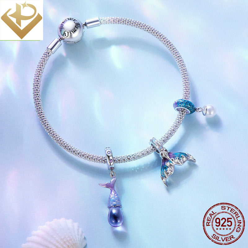 Pulgati 925 sterling silver beading bracelet necklace pendant DIY charm