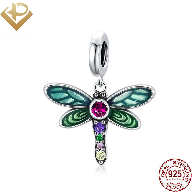 Pulgati 925 sterling silver bead DIY bracelet necklace pendant bauble trinket dragonfly