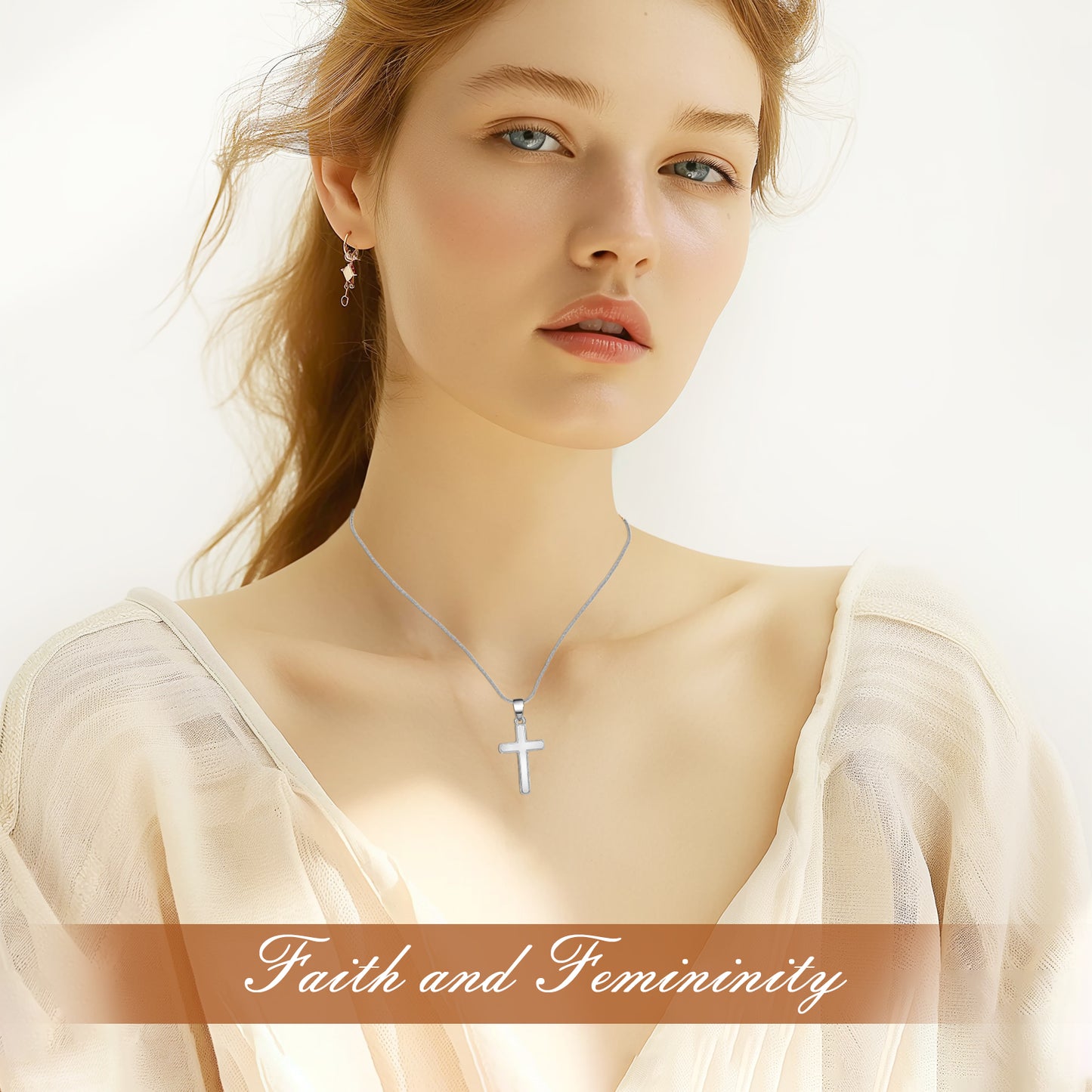 Pulgati Classic Silver Cross Necklace in Gold Plated 925 Sterling Silver. Elegant Gift of Faith and Love for the Women and Girls in Your Life.
