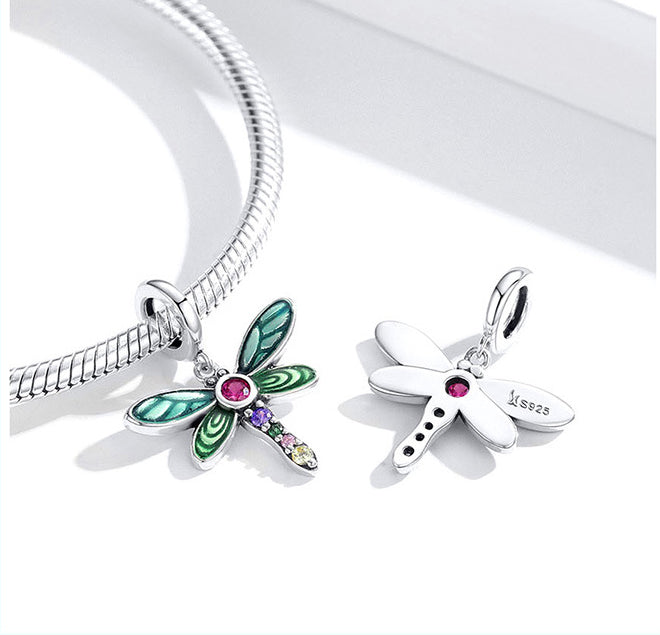 Pulgati 925 sterling silver bead DIY bracelet necklace pendant bauble trinket dragonfly