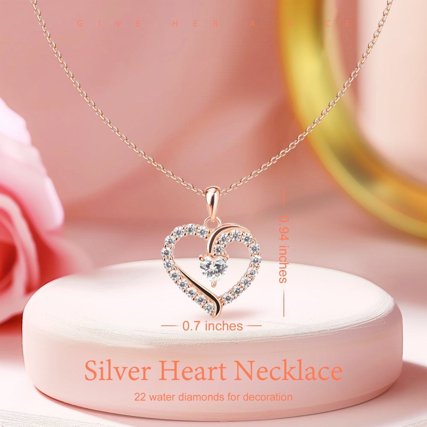 Pulgati Women’s Heart Necklace in Gold Plated 925 Sterling Silver with 21 CZ Halo. Elegant Jewelry with a Touch of Magic and Love for the Women and Girls in Your Life.