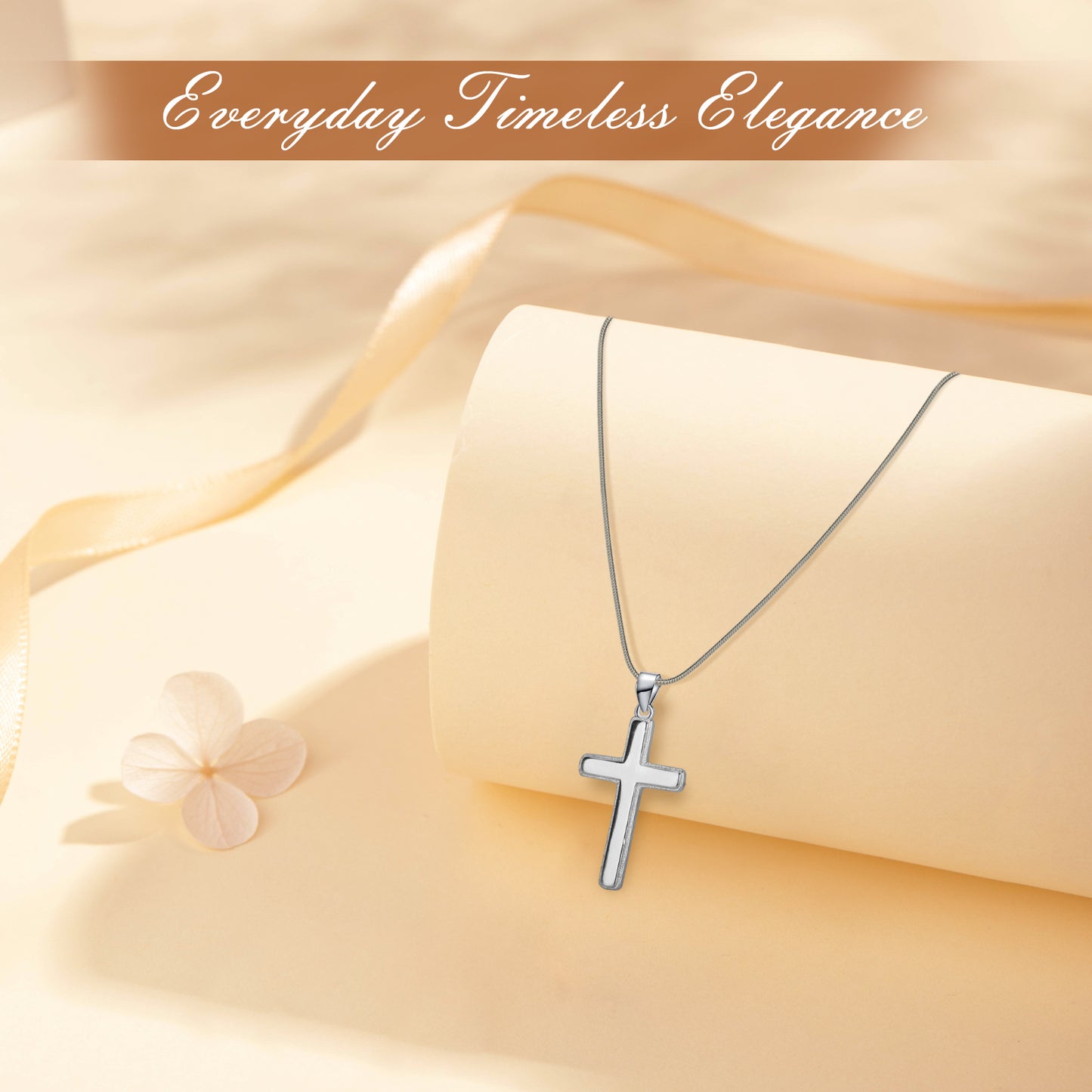 Pulgati Classic Silver Cross Necklace in Gold Plated 925 Sterling Silver. Elegant Gift of Faith and Love for the Women and Girls in Your Life.