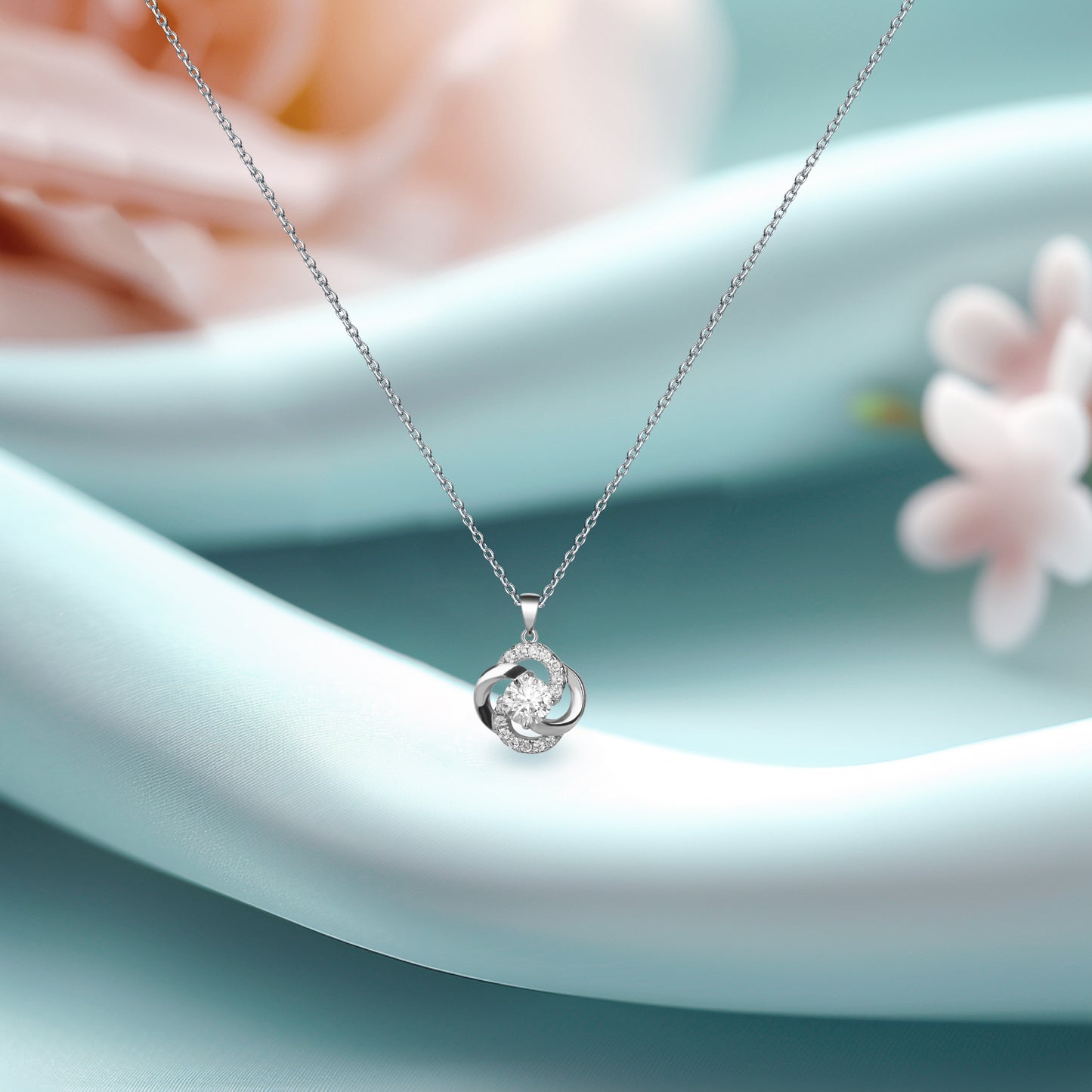 Pulgati Women’s Four-petal Rose Necklace in Gold Plated 925 Sterling Silver with Round-cut CZ. Elegant Jewelry with a Touch of Magic and Love for the Women and Girls in Your Life.