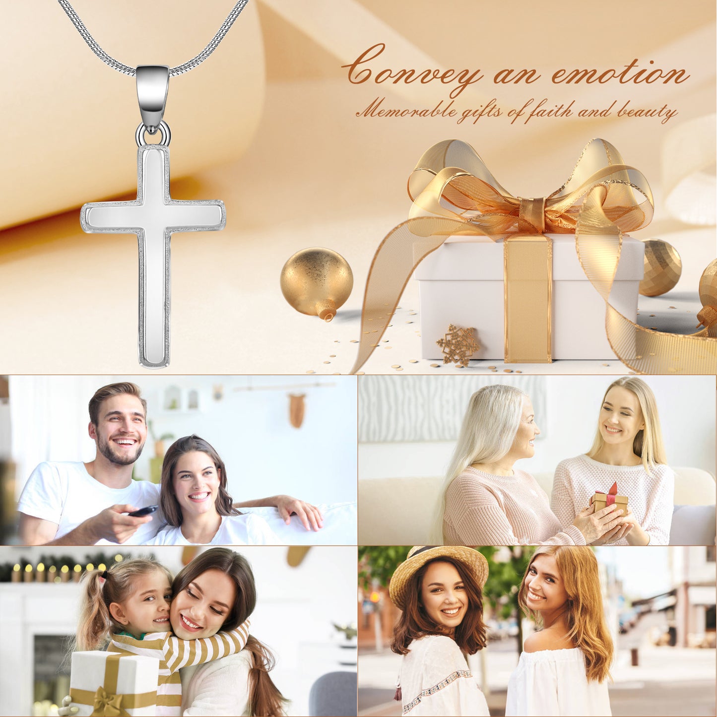 Pulgati Classic Silver Cross Necklace in Gold Plated 925 Sterling Silver. Elegant Gift of Faith and Love for the Women and Girls in Your Life.