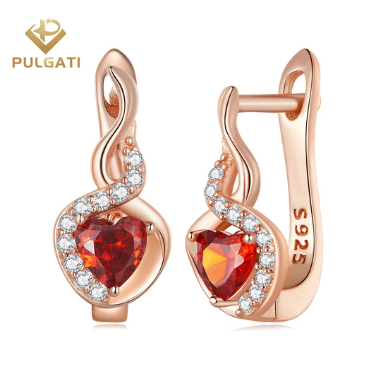 Pulgati Love and Bond Ear Clips in Rose Gold Plated 925 Sterling Silver with Heart-cut CZ.