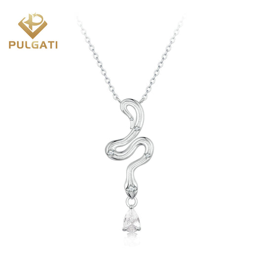 Pulgati Snake Necklace in Gold Plated 925 Sterling Silver with Water Drop-cut Cubic Zirconia (CZ) Gemstones.