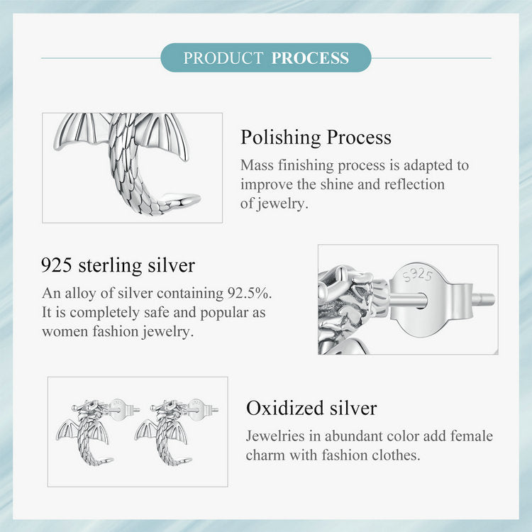 Pulgati Dragon Earrings in Gold Plated 925 Sterling Silver Gifts for Women Men.