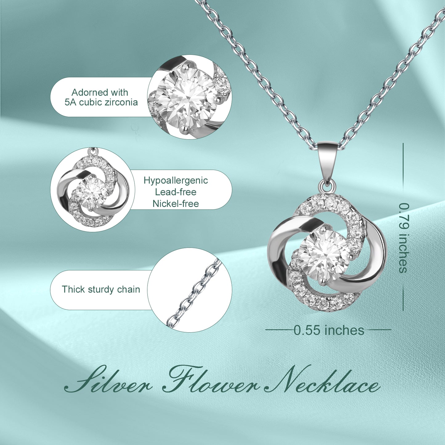 Pulgati Women’s Four-petal Rose Necklace in Gold Plated 925 Sterling Silver with Round-cut CZ. Elegant Jewelry with a Touch of Magic and Love for the Women and Girls in Your Life.